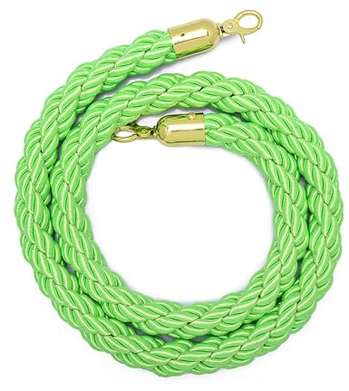 Personenleitsystem Absperrkordel Grünes Samtseil Geflochten, Rungenseil, VIP-Hängeseile mit Polierten Haken, Massenkontrolle-Sperrseil, Gedrehtes Hanfseil für Party ( Color : Light Green-Gold Hook , S