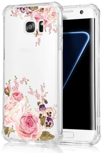 Jhxtech Handyhülle für Galaxy S7, Samsung S7 SM-G930FD, Mädchen, Frauen, schlank, stoßfest, klar, Blumenmuster, weich, flexibel, TPU, Schutzhülle für Samsung Galaxy S7, Rosenblüte