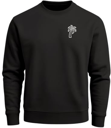 Neverless® Herren Sweatshirt mit Logoprint Palme Regular Fit | klassischer Rundhals, weich gebürstete Innenseite, elastische Bündchen, 80% Baumwolle 20% Polyester