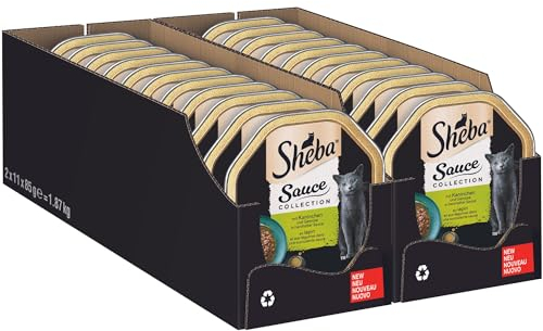SHEBA Schale Nassfutter für Katzen Sauce Collection mit Kaninchen und Gemüse 2 x 11 x 85g