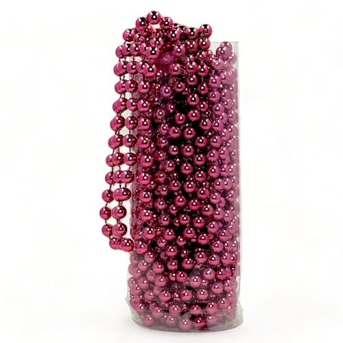 MIJOMA Perlengirlande – Elegante Perlenband, Perlenkette & Dekorative Perlenschnur | Stilvolle Tischdekoration, Weihnachten, Advent, Hochzeit | 8mm Deko-Perlen, 10 Meter (Samtpink)