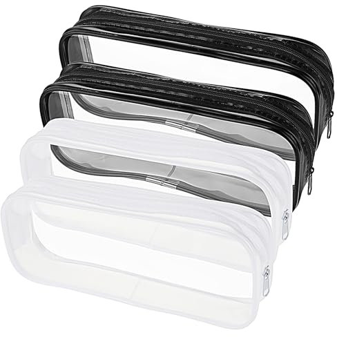 Mabor Kulturbeutel Transparent，4pcs Kosmetiktasche Klein Kulturtasche Damen Durchsichtig PVC Reise Zip Beutel Federmäppchen Klein Reise Gadgets Bürobedarf Mäppchen Kosmetik Organizer