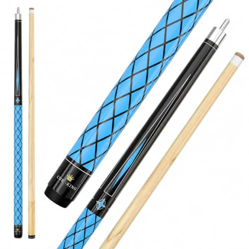 Cue-King Taco de Billar de 58 Pulgadas con Eje de Arce Canadiense de Primera Calidad, Punta de 13 mm, 2 Piezas, Taco de Estilo Americano articulado 50/50, Palo de Billar, Taco de Billar de Arce