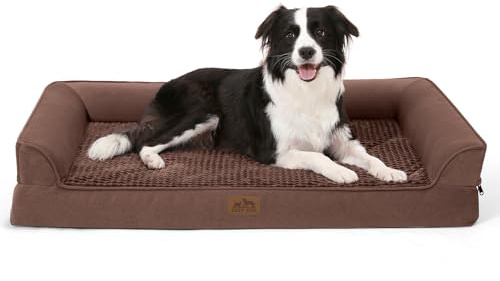 Orthopädisches Hundebett für große Hunde, waschbares Hundesofa, groß, stützendes Schaumstoff-Haustier-Couch-Bett mit abnehmbarem, waschbarem Bezug, wasserdichtem Futter und rutschfester Unterseite