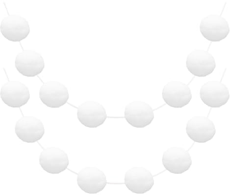sourcing map 2 x Pompom-Girlande, 1,8 m, 30 Bälle, bunte Filzkugel-Girlande für Wand, Weihnachtsbaum, Geburtstag, Banner, Ostern, Party-Dekorationen, weiß
