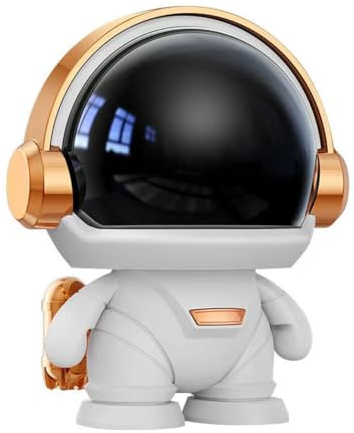 Suoumwa 1 PCS Astronaut Wireless Bluetooth Speaker Cute Desktop Space Robot Subwoofer Bluetooth Speaker White-Gold for Home Outdoor Gift-A
