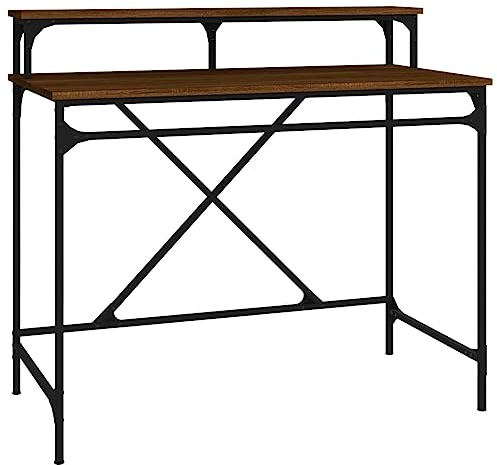 Schreibtisch Braun Eichen-Optik 100x50x90cm Holzwerkstoff Eisen,826703