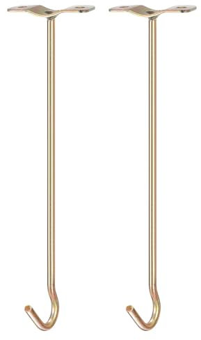 sourcing map Ceiling Hooks, 2Pcs 16 Inch Screw Mounted Top Long Hooks - for Hanging Plant Pots, Fans, Lights, Lanterns