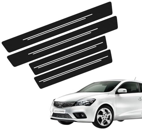 QOCUILC Protection Seuil de Porte Universelle en Fibre de Carbone - 4 Pièces Autocollant de Protection pour Tous Modèles de Voitures, Résistant aux Rayures et Anti-Dirt, Accessoire de Style Tuning
