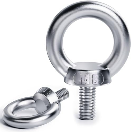 YOOPIN Vite ad anello M8, 6 viti ad occhiello, in acciaio inox 304, vite ad anello con filettatura, vite ad anello in acciaio inox per tecnica di fissaggio e vari dispositivi di sollevamento tecnici