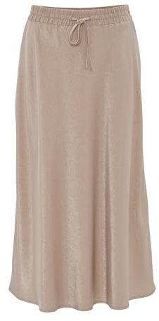 OPUS Damen Midirock | Satinrock RAWI A-Linie aus glänzendem Viskose Mix warm Taupe, 40