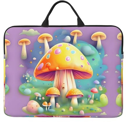 Fantasy Dream Mushroom Laptoptasche, 14 Zoll (35,6 cm), für Geschäftsreisen, Büro, mit Schultertasche, Kuriertasche, Aktentasche, Schwarz, Einheitsgröße