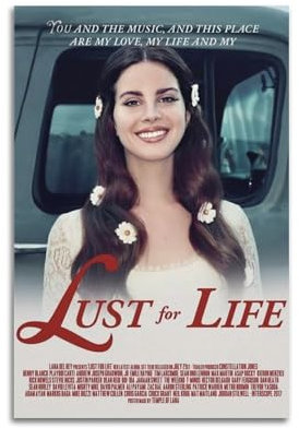 DPQICHH Lana Del Rey Lust For Life Künstler-Albumcover-Poster, Leinwand, Gemälde, Poster, Ölgemälde, Druck, Kunstalbum, Wohnzimmer-Dekoration, Art-Deco, Wanddekoration, 30 x 45 cm