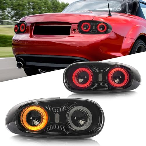 Archaic Rückleuchten kompatibel mit 2009-2015 Mazda MX-5 MK3 NC2 NC3 Miata Roadster 2-türiges Cabrio, mit Animation DRL,mit E-Prüfzeichen