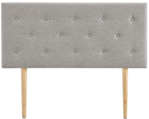 IDIMEX Kopfteil Garek mit Holzbeinen 120 cm Grau - Bettkopfteil mit Hochwertigem Stoff, Headboard mit Zierknöpfen, Bettrückwand Elegante Optik für Einzelbetten