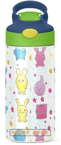 Bouteille d'eau personnalisée en acier inoxydable de style japonais de dessin animé pour filles, sans BPA, tasse de voyage isotherme sans déversement, buse en silicone et poignée