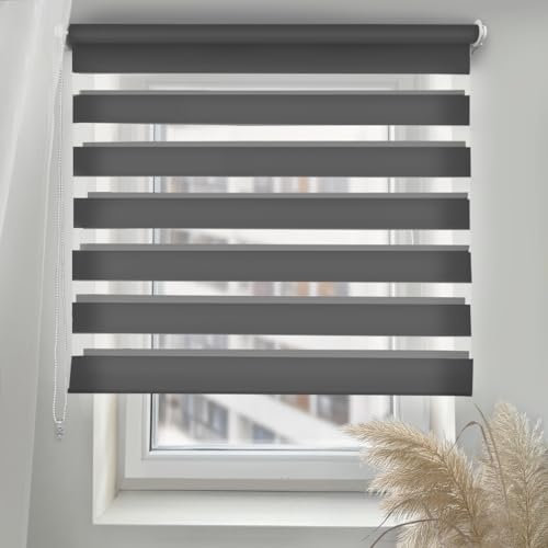 Home-Vision® DuoRollo Schrauben, Doppelrollo mit Bohren zum Anschrauben, Rollos für Fenster und Türen (Schwarz, B150 x H150 cm)