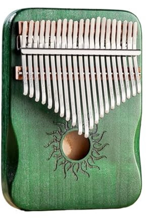 Kalimba 21 Tasten Holz Ahorn 17 Tasten Hohl Kalimba for Kinder Geschenk Daumenklavier for Anfänger Musikinstrument(Green 21 keys)