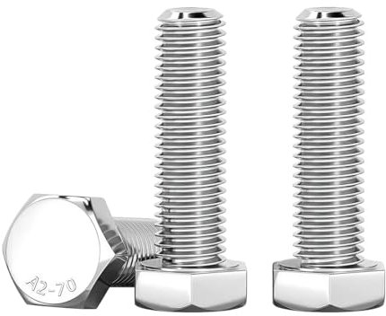 Drenky Bulloni A Testa Esagonale M8 X 25mm, 10 Pezzi Bullone Esagonale DIN 933 Acciaio Inossidabile A2 V2A Viti M8 Alta Resistenza Vite, Filettatura Completa, Argento