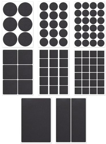 WOLMIK 93 almohadillas antideslizantes autoadhesivas de goma antideslizante para muebles, muebles rectangulares redondos, antideslizantes, para patas de muebles, patas de sillas, sofás, 8 tamaños