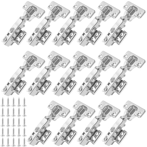 CHUENKUK 14 Bisagras de Cierre Suave con Cazoleta de 35 mm - Acero Inoxidable - Bisagras Ocultas Amortiguadas para Puertas de Armarios y Muebles de Cocina - Incluye Tornillos