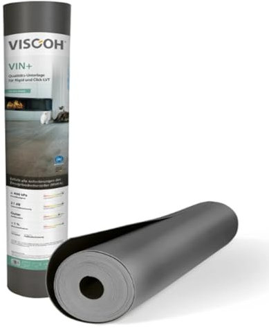 Trittschalldämmung für Klick Vinyl, Laminat & Parkett - 12,5m² bis 15m² Rolle - reduziert Lärm, schützt vor Feuchtigkeit - Einfache Verlegung -1 mm Unterlage Rigid & Klick Vinylboden Wasserfest