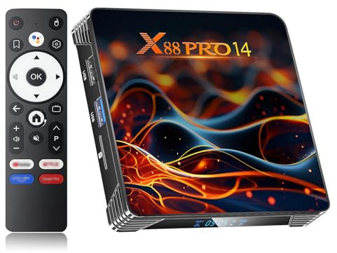 Android 14.0 TV Box 2025, Android Box 2GB 16GB Storage with RK3518 Quad-core CPU Support 4K 6K 8K WiFi 6 2.4G/5.8G Dual-band WiFi HDR10+ 100M Ethernet Bluetooth 5.0 USB 3.0 Smart Box for TV