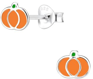 Monkimau Mädchen Ohrringe Pumpkin | Ohrstecker aus 925 Sterling Silber | Kinderohrringe hypoallergen
