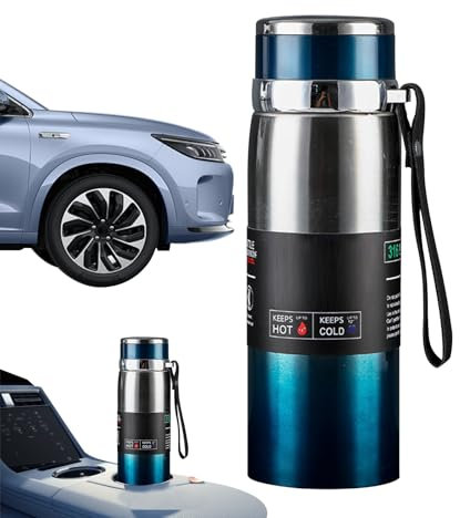 Insulated Travel Mug - Stainless Steel Coffee Mug | Insulated Stainless Steel Water Bottle, Travel Mug - Leak Proof Vacuum Insulated Bottle with Strap for Ad