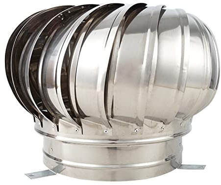 XAXIAOZ Comignolo, Ventilatore a turbina Anti-tiraggio discendente, Ventilatore da Tetto, Cappa per Camino Girevole in Acciaio Inox, 350 mm