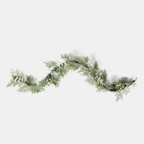 OHS Christmas Garland Artificial White Berries, Christmas Decorations Xmas Garland for Stairs Fireplace Holiday Wedding Home Window Indoor Decor, 180cm