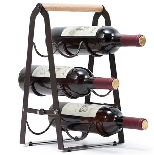 BDXMKS Range Bouteille 1 casier à vin Pliable en Fer for Bureau– Rangement Peu encombrant for Bouteilles de, Support métal Durable for Salon