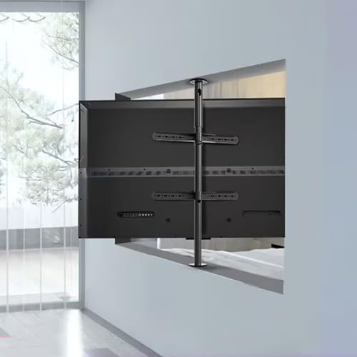 THEGA Meuble TV Pivotant avec Barre LED Intégrée, Base À 360°, Support De Plafond Inclinable Et Pivotant(200-295cm)