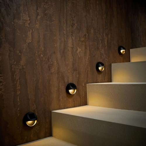 Lights4fun 4er Set Mini-Solarleuchten für Zaun, Beetkante & Treppe| Solarbetrieb Sonnenenergie Solarlampe | Warmweiße | LEDs Frühling & Sommer Dekoration für Außen Balkon Garten | Schwarz | 4 × 8 cm