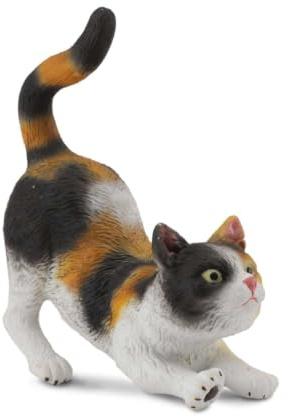 CollectA Three Colour House Cat Stretching, Animal Figure | Realistic Collectable Animal Figure for Imaginative Play, Gift for Kids Age 3+
