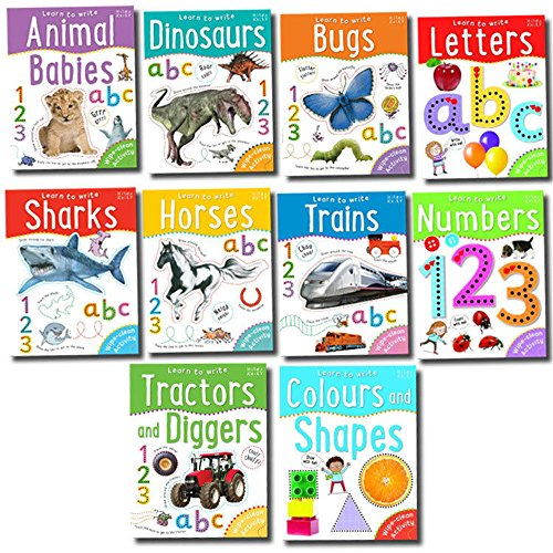 Learn to Write Letters, Numbers, Shape, Letter, Number Recognition, Educational, Miles Kelly 10 Wipe Clean Activity Books Includes Letters & Numbers