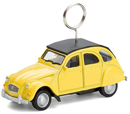 corpus delicti Karten- und Fotohalter auf Rädern kompatibel mit Citroën 2CV / fahrbarer Tischkartenhalter für Namensschilder, Platzkarten Hochzeiten Ente gelb (20.4ge)