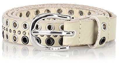 Diesel PUNKY CINTURA Belt Gürtel Damen Echtleder (Creme, 90 cm)