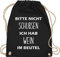 Shirtracer Turnbeutel Rucksack - Festival Zubehör - Bitte nicht schubsen ich hab Wein im Beutel - Unisize - Schwarz - weinrucksack festival-bag geschenk weihnachten sauf stoffbeutel festivalbeutel