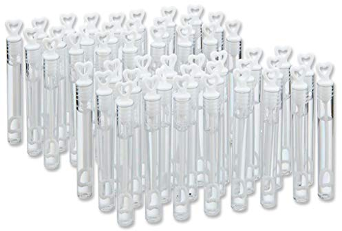 PartyDeco 48x Premium Hochzeits Seifenblasen im Set mit Herzgriff
