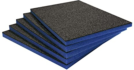 Shadow Foam Easy Peel (600mm x 420mm) | espuma personalizable para organizar cajas de herramientas (Paquete de cinco (Profundidad de 30mm), Negro sobre azul)