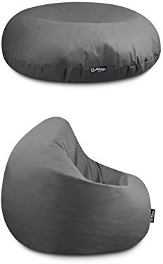 BuBiBag Beanbag Sitzkissen für Kinder & Erwachsene | Bodenkissen in 32 Farben & 3 Größen | Sitzsack für Indoor Outdoor | Wasser- & schmutzabweisend Material (Anthrazit-Erwachsene XL)