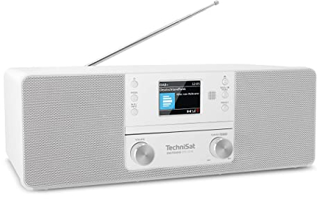 TechniSat DIGITRADIO 370 CD IR - Internetradio (DAB+, FM, CD-Player, WLAN, Bluetooth, Farbdisplay, USB, AUX, Kopfhöreranschluss, Wecker, 10 Watt, Fernbedienung) weiß
