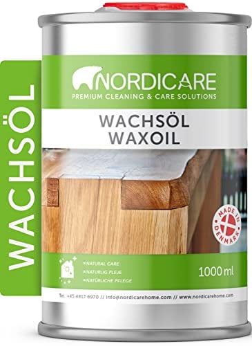 Nordicare Hard Wax Oil - Colourless Wood Finish - Wax Oil for Various Woods (Walnut, Oak, Mahogany, Dark Teak, Cherry) - Made in Denmark (1 L)