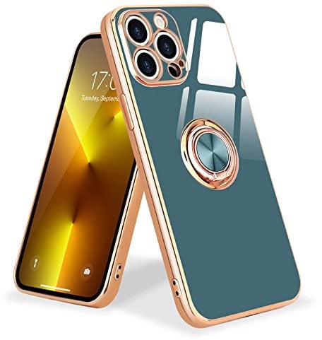 Urarssa for iPhone 13 Pro Case Magnetic Ring Holder 360 Degree with Rotation Finger Car Holder Shockproof Case Cover for iPhone 13 Pro 6.1-inch, Grey