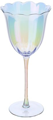 Hervit Lot de 2 verres à vin en verre irisé Fleur 330 ml