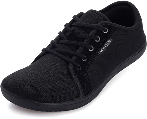 WHITIN Barfußschuhe Herren Barfussschuhe Barfuss Schuhe Breite Barfuß Sneaker Knit Barefoot Shoes Traillaufschuhe Zehenschuhe Wide Sommerschuhe Schwarz 42 EU