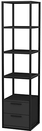 WELL HOME MOBILIARIO & DECORACIÓN Bücherregal, 100 % Melaminbeschichtung, Schwarz / Anthrazit