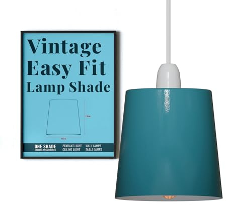LEDSone Modern Small Light Shades, Replacement Easy Fit Vintage Non Electric Metal 12cm Lamp for Industrial Ceiling Pendant Lighting, Table, Wall Sconce Living Room, Bedroom (Blue), (LSCP150)