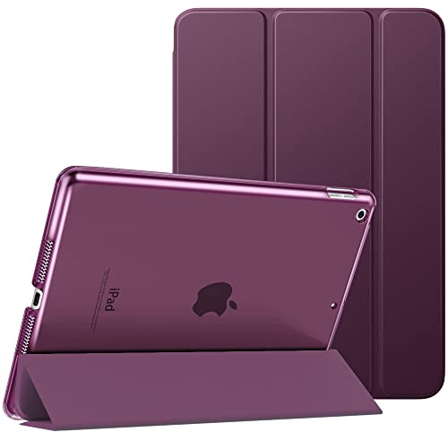 MoKo Schützhülle Kompatibel mit Neu iPad 9. / 8. / 7. Generation (2021/2020/2019), Tablethülle mit Ständer Matt Rückseite Auto Schlaf/Aufwach Funktion für iPad 10,2 Zoll, Tiefes Lila